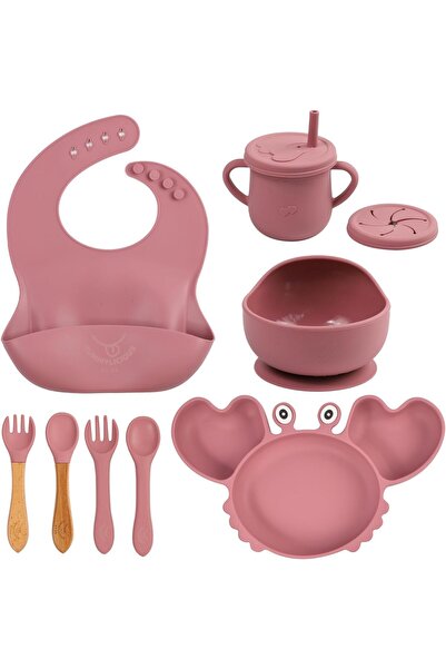 Arabest طقم تغذية للأطفال مكون من 9 قطع من السيليكون، طبق مقسم مع مصاصة ووعاء...