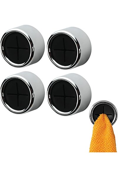 Arabest 4-Pack Kitchen Towel Holders, Self-Adhesive Wall Mount Hooks, Round D...