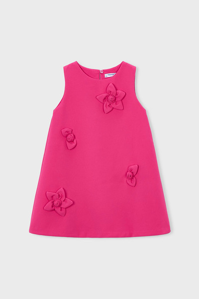 MAYORAL Girl's Dress with Floral Appliques - Fuchsia
