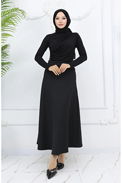 sefamerve بلوزة سوداء الياقة المدورة 71264-05