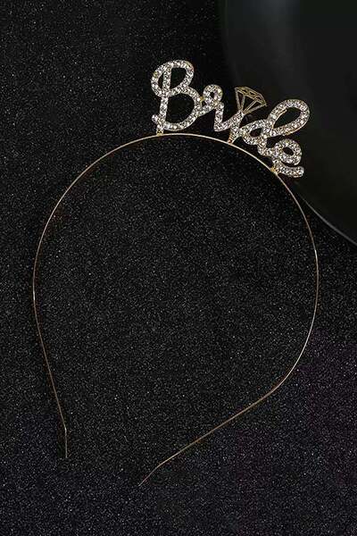 TAKIŞTIR Gold Color Bride Crown with Stone Detail