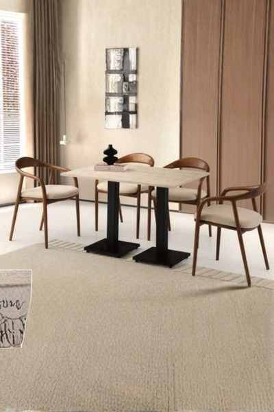 Savita Home Modern Yemek Masa Takımı Döküm Ayak Uzay Masa Bukle Yılan Sandaly...