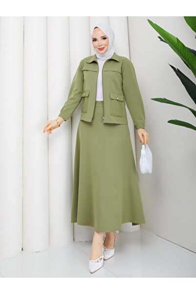 AVK MODA بدلة نسائية من قماش دابيل للملابس المحجبة مكونة من قطعتين