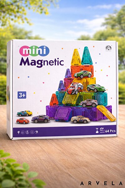 Arvela Mini Manyetik Blok Oyuncak 64 Parça - Yaratıcı İnşa Seti