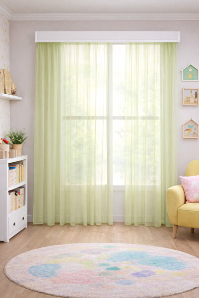 Elen's Ttm Linen Tulle Curtain with Natural Slub Appearance for Children's an...