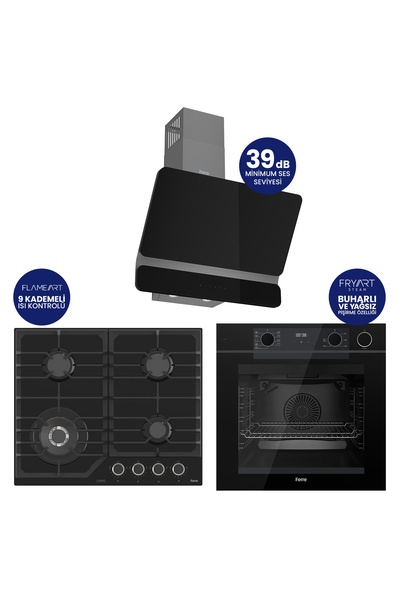 Ferre Steamart-Fryart-Silentart Serisi Siyah Set (QEP64CS+NT025-WFA+D080-SA )...