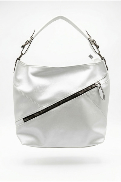 Shoesers Women's Patterned Leather Zipper Detailed Casual Hobo Shoulder Bag