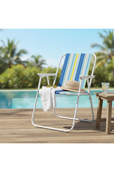 PROCART Foldable beach chair, metal camping chair, lightweight, portable, 58x...