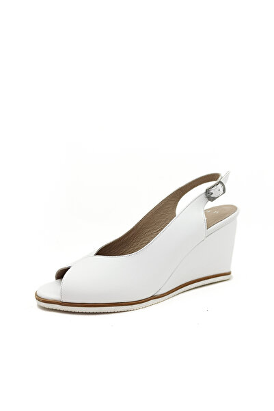 GDT Ayakkabı Hakiki Deri Beyaz Renk Dolgu Topuklu 36-40 Numara Arası Kadın To...