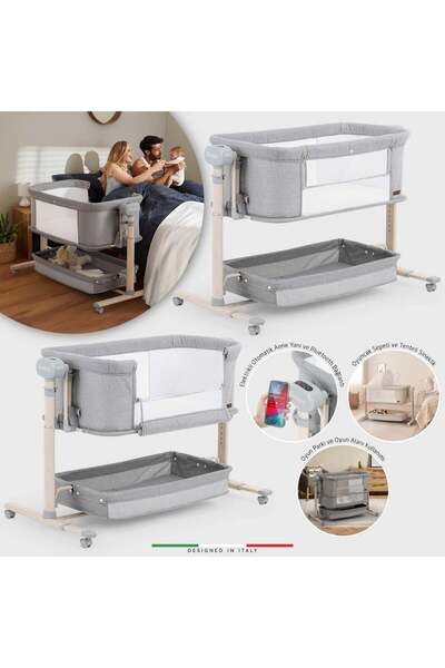 Elele Amalfi 3in1 Elektrikli Anne Yanı Beşik Park Yatak Otomatik Sallanan Kad...