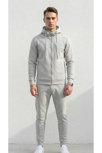 Plus Scorpion Ανδρικό σετ φόρμας Pique Slim Fit με κουκούλα και φερμουάρ, cas...