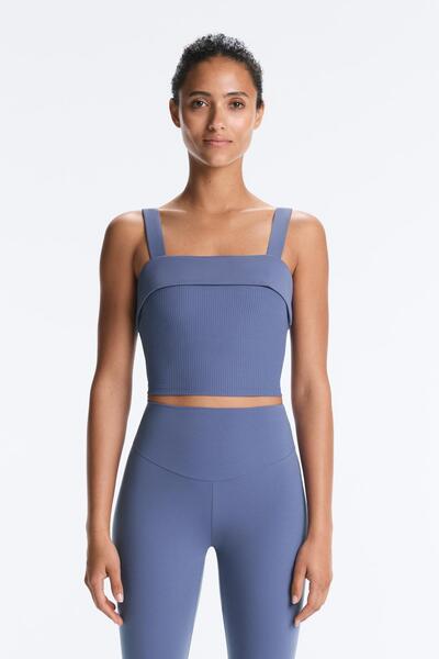 Oysho Comfortlux fitilli, göğsü dönmeli tank top