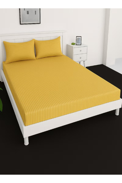 DesertDeals Deep Fitted Bed Sheet +2Pcs Pillow Covers, King/Queen/Double/Sing...