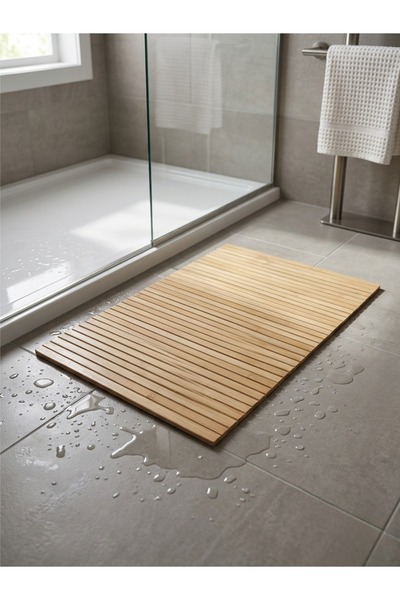 AiroBazar Bamboo Bath Mat Non-Slip Wooden Mat, Water Resistant Shower Mat, 45...