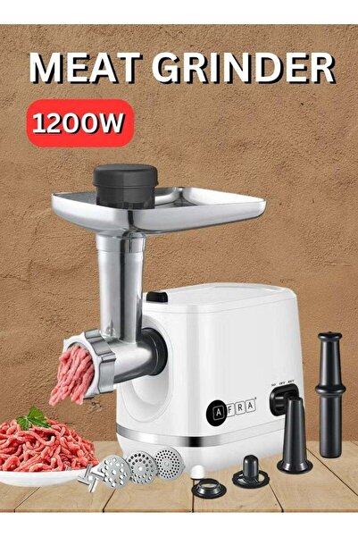 Afra Meat Grinder, 1200w, 3 Cutting Discs, Aluminum Construction, Stainless S...