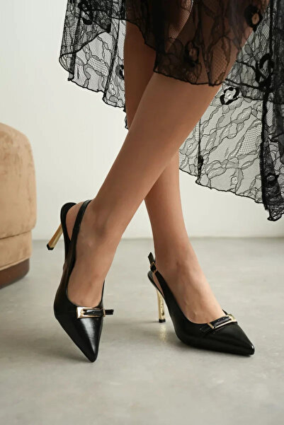 Mulini Women's Black Buckle Heeled Shoes Tr08Ms34A