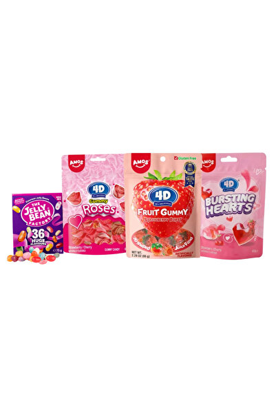 Amos Strawberry Candy Package – 4D Gummies and Jelly Beans 36 Flavors