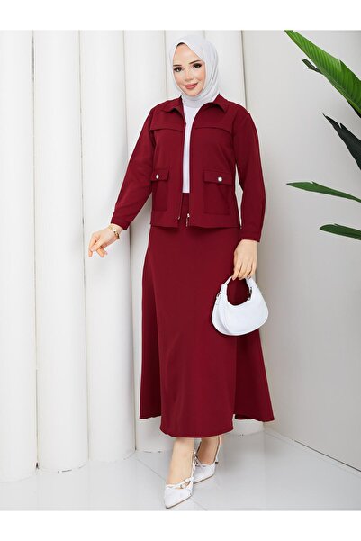 AVK MODA بدلة نسائية من قماش دابيل للملابس المحجبة مكونة من قطعتين