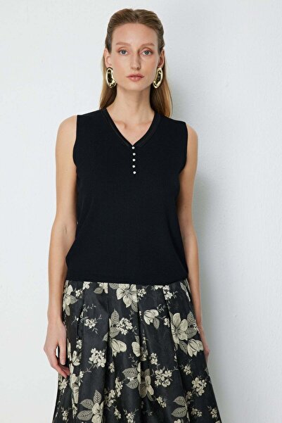 ON Ornamental Buttoned Corded Fabric Blouse