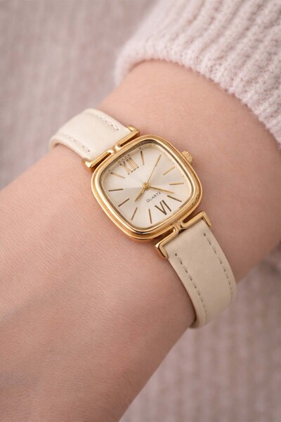 İnogge Henna Luxury Women's Wristwatch - Vintage Square Case Gold Detailed Cr...