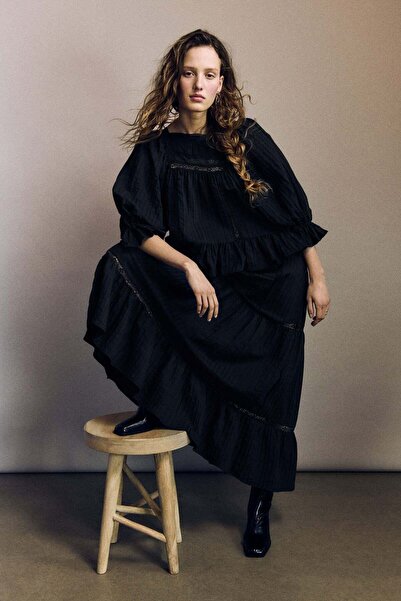 H&M Lace-inset maxi skirt