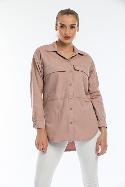 Double.Tt Women's Covered Double Pocket Regular Fit 100% Cotton Canvas Tunic ...