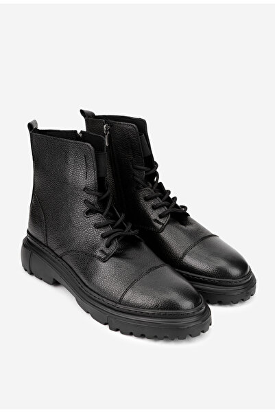 Dasha Men's black textured leather boots