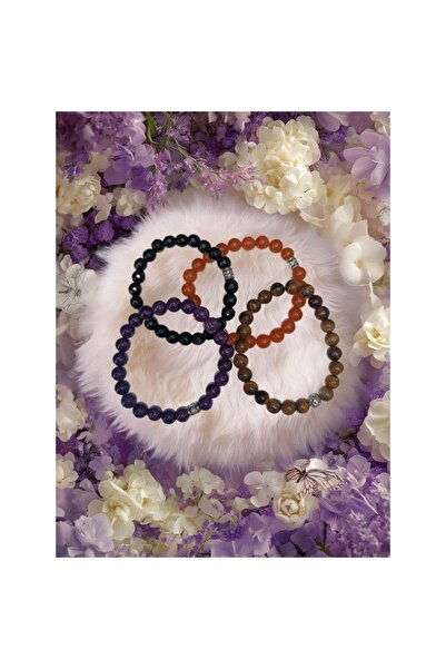 BEST PARTİ Best 4-Piece Original Amethyst, Tiger's Eye, Agate and Onyx Stone ...