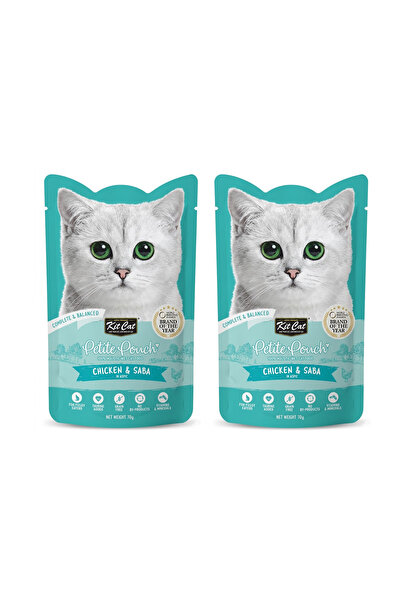 Kit Cat طعام القطط الرطب من بيتيت باوتش - دجاج وسمك السماك في عجينة - 70 جرام...