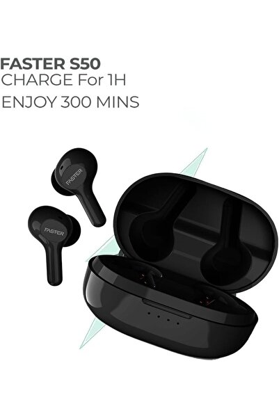 Faster S50 Stereo Wireless Earbuds Bluetooth Earphones- Headphones Wireless with Active Voice Assistant 5-6 Hours Playtime IPX5 Sweat Proof and Splash Proof Bluetooth Headphones