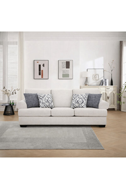 Roots Furniture أريكة أنيقة بلون أبيض فاتح (236 سم)