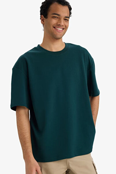 DeFacto X3926Azgn465 Green Breathable Oversized T-Shirt