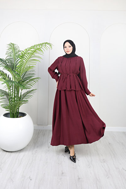 Moda Misali طقم حجاب نسائي مطوي برباط وتنورة
