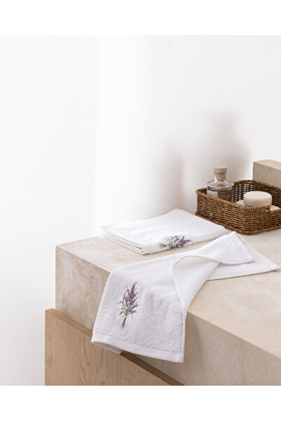 Madame Coco Delor 2-Pack 100% Cotton Embroidered Hand Towels - White - 30X45 cm