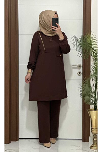 masalabiyem 9999 K 125 Brown Zippered Oysho Set
