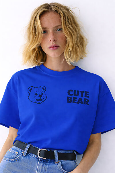 ArtYus Χαριτωμένο μπλουζάκι με στάμπα αρκούδας και λαιμόκοψη ποδηλάτου, Unise...