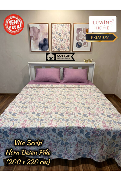 LUWİNO HOME Double Pique, Bedspread 100% Cotton Vita Series 200 X 220 cm