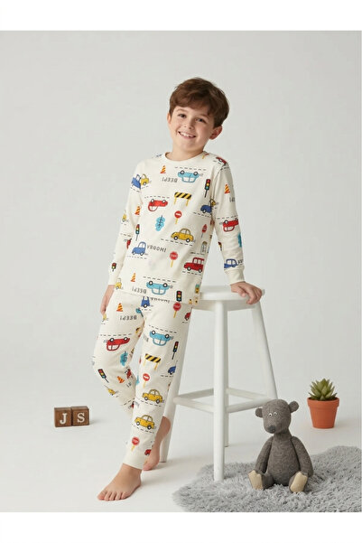 ROSAMİNA Σετ πιτζάμες για αγόρια από 100% βαμβάκι με σχέδιο Traffic Pattern