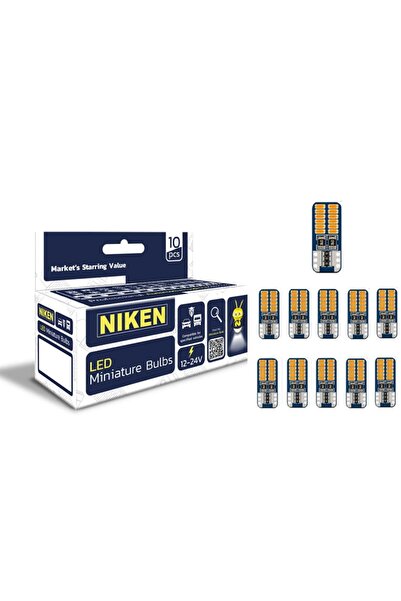 SIEGEN Niken LED Ampul T10 Canbus Park Ledi 24 Ledli Turuncu 12V-24V 10'lu Paket