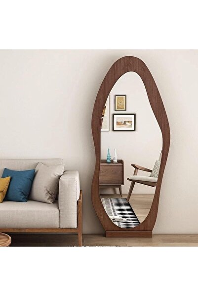 Decorhills مرآة كاملة الطول، تصميم عصري بتموجات غير منتظمة، إطار خشبي، حامل ق...
