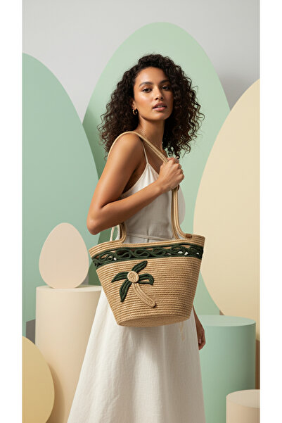 HomeTurko حقيبة شاطئ وكتف من القش الطبيعي محبوكة يدويًا للنساء، حقيبة صيفية ب...