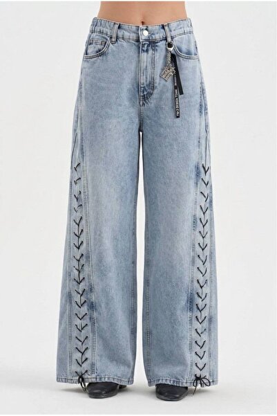 tw3 Kadın Wide Leg Pili Detaylı Tasarım Jean