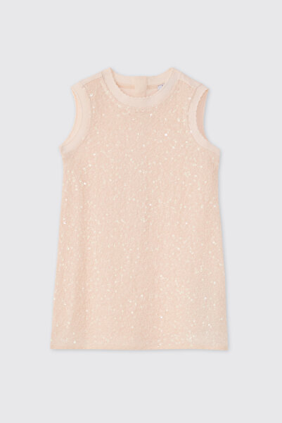 Panço Kız Çocuk Payetli Pudra Elbise