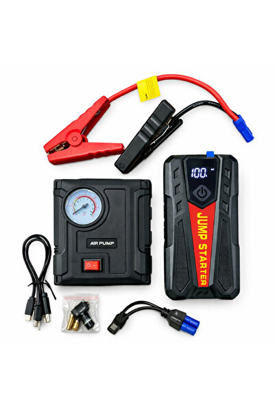 Ruan K41 12V Demaror auto portabil cu compresor 18000mAh 2000A Power Bank Lan...