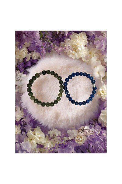 BEST PARTİ Best 2-Piece Original Jade and Lapis Lazuli Stone Bracelet