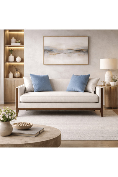 Roots Furniture أريكة لشخصين باللون الأزرق الملكي من الريم