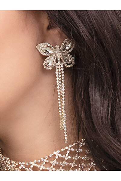 FridayIn Crystal Butterfly Tassel Earrings – Sparkling Drop Jewelry for Weddi...