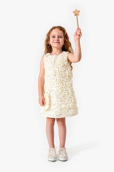 Trend Baby Kids Rochie de seara pentru fete, cu petale de trandafir si lamaie...