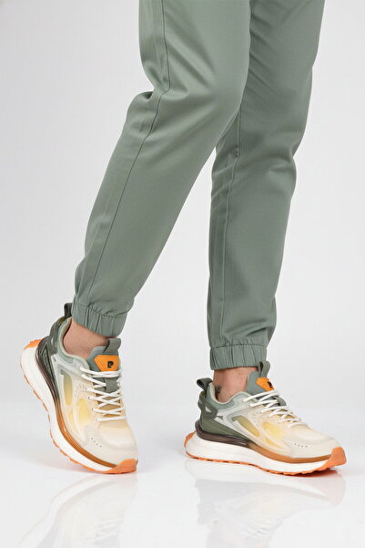 Pierre Cardin Pantofi sport unisex cu plasă albă kaki, cu talpă ușoară și fle...