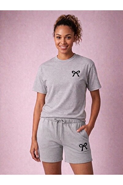 FAEL LİFE Women'S/Girls' T-Shirt and Shorts Set with Ribbon Print